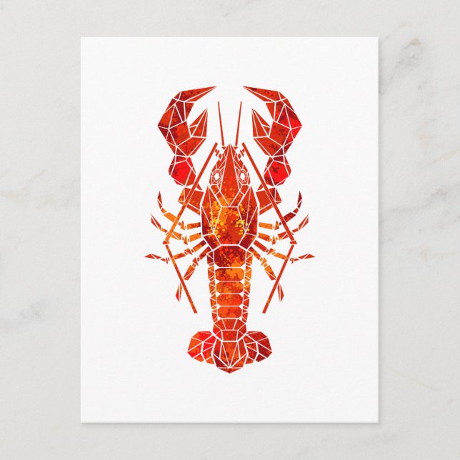 Red polygonal lobster enclosure card (Front)