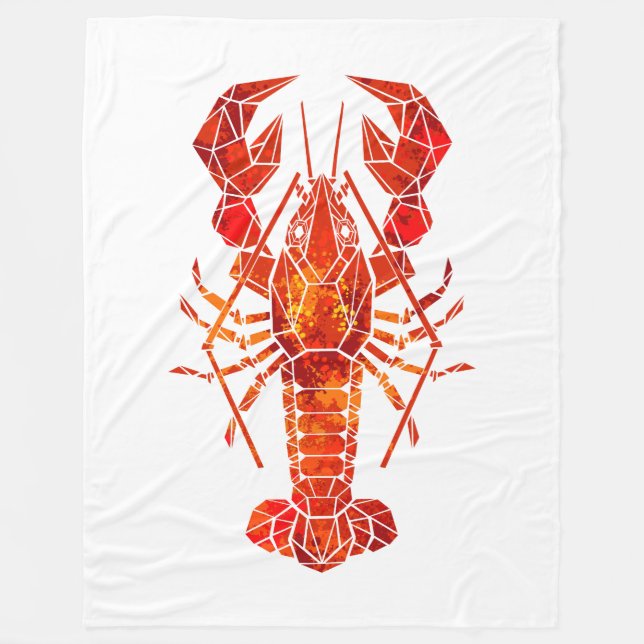 Red polygonal lobster fleece blanket (Front)