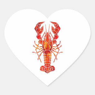 Red polygonal lobster heart sticker