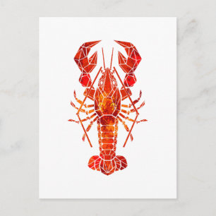 Red polygonal lobster holiday postcard