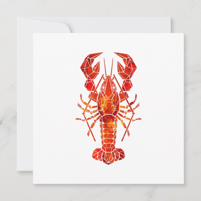 Red polygonal lobster invitation (Front)