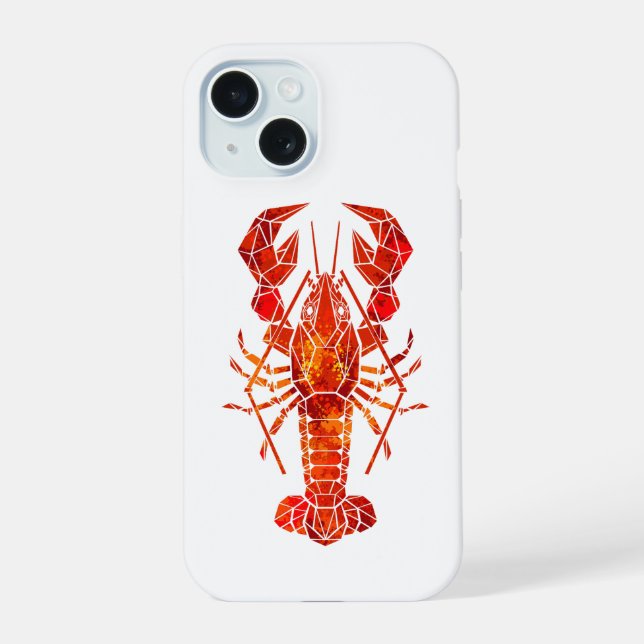 Red polygonal lobster iPhone 15 case (Back)