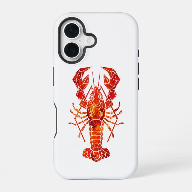 Red polygonal lobster iPhone 16 case (Back)