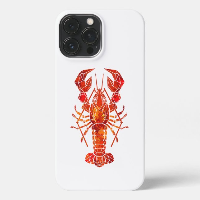 Red polygonal lobster iPhone case (Back)