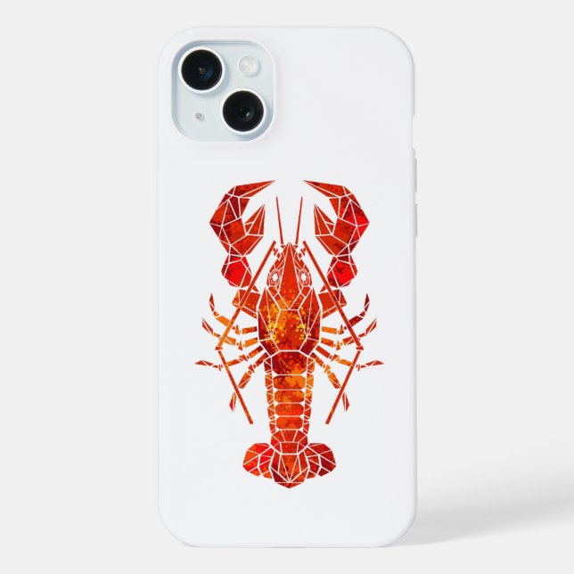 Red polygonal lobster iPhone case (Back)