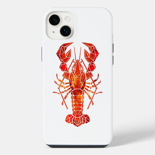 Red polygonal lobster iPhone case (Back)