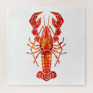 Red polygonal lobster jigsaw puzzle