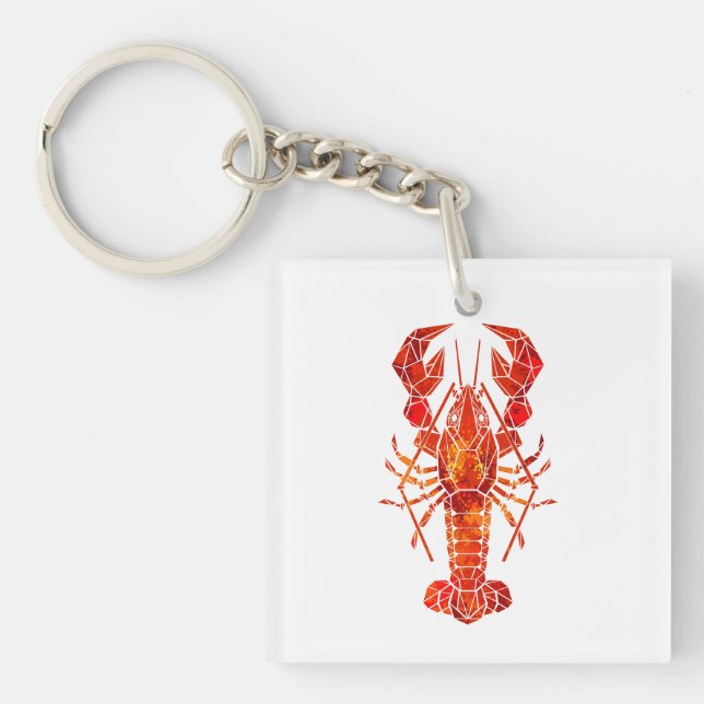 Red polygonal lobster key ring (Front)