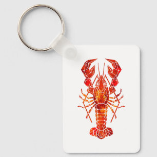 Red polygonal lobster key ring