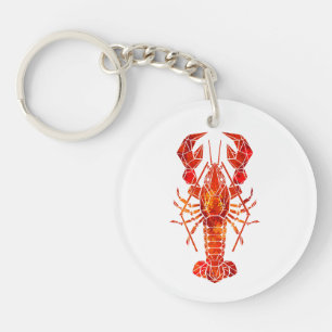 Red polygonal lobster key ring