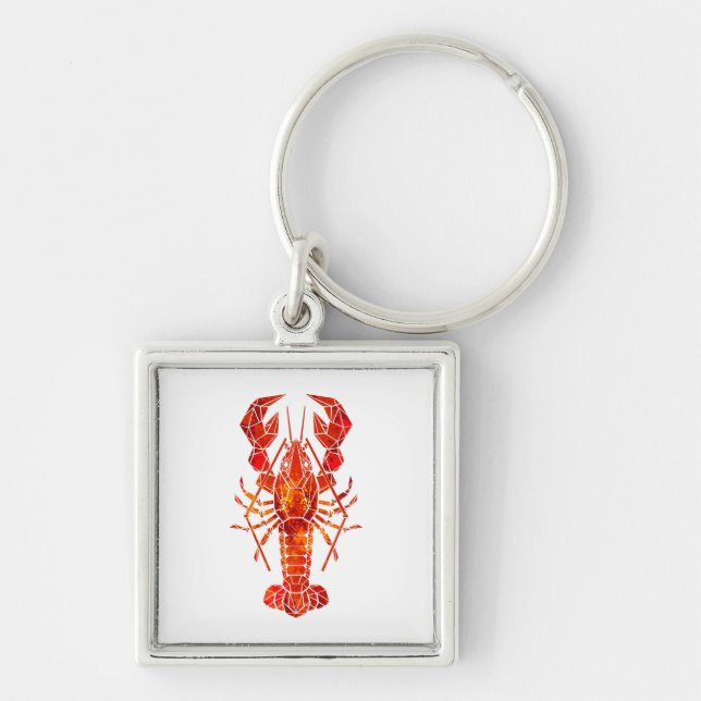 Red polygonal lobster key ring (Front)