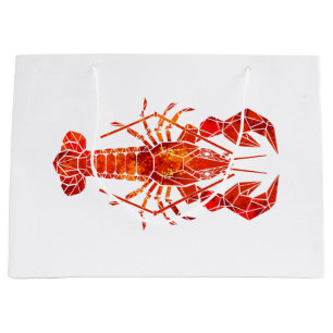 Red polygonal lobster large gift bag