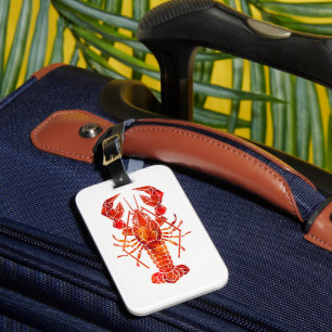 Red polygonal lobster luggage tag