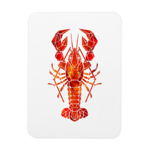 Red polygonal lobster magnet