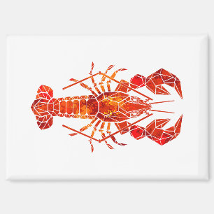 Red polygonal lobster magnet