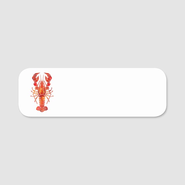 Red polygonal lobster name tag (Front)