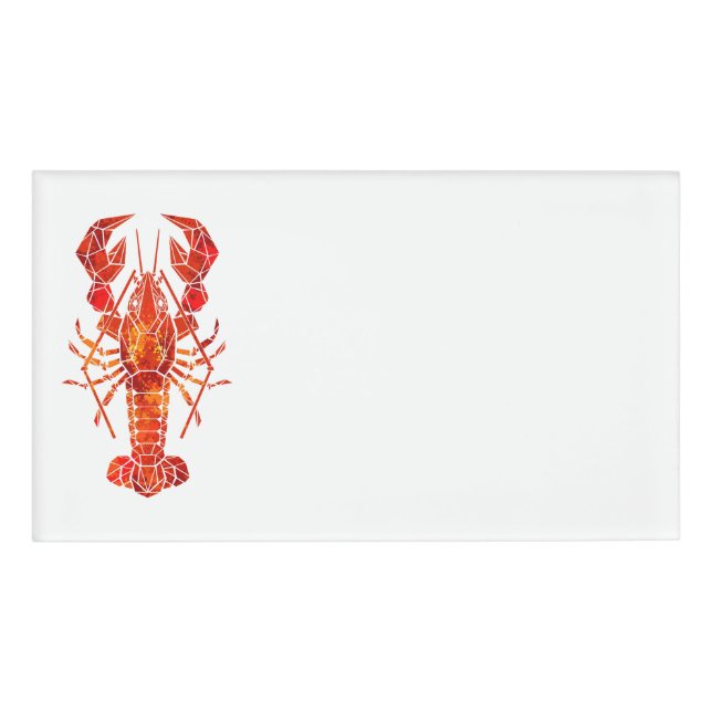 Red polygonal lobster name tag (Front)