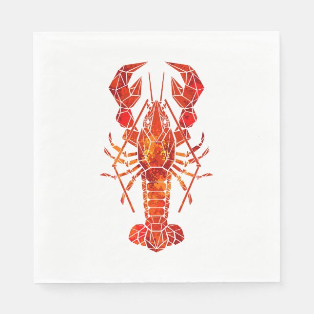 Red polygonal lobster napkin (Front)