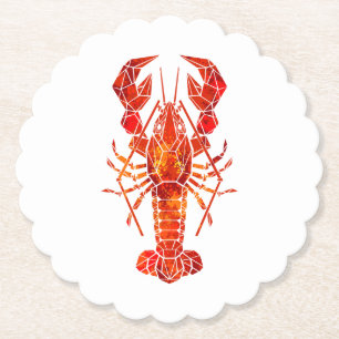 Red polygonal lobster paper coaster