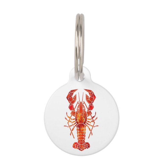 Red polygonal lobster pet tag (Front)
