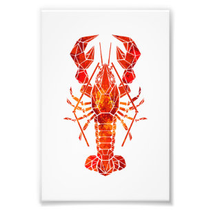 Red polygonal lobster photo print