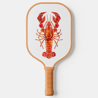 Red polygonal lobster pickleball paddle