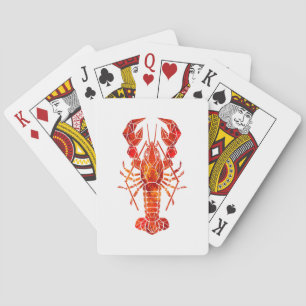 Red polygonal lobster playing cards