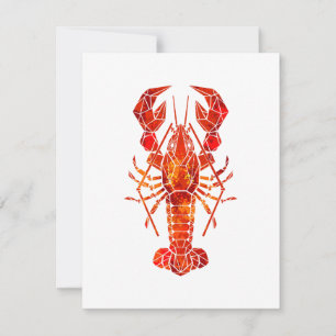 Red polygonal lobster RSVP card
