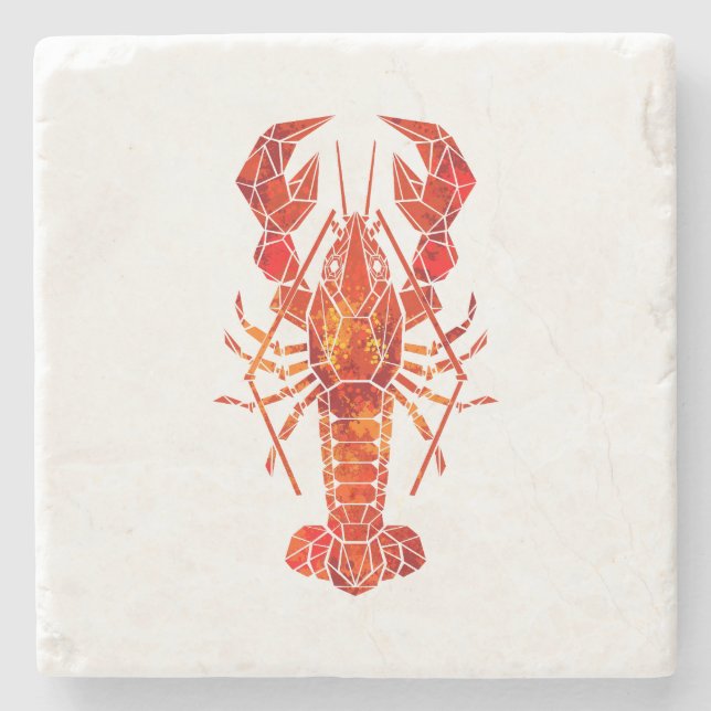 Red polygonal lobster stone coaster (Front)
