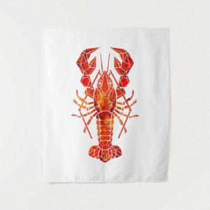 Red polygonal lobster tapestry