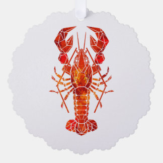 Red polygonal lobster tree decoration card