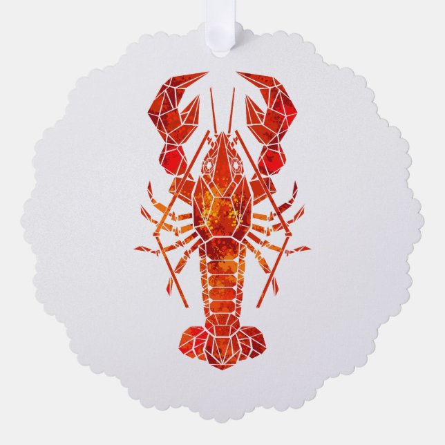 Red polygonal lobster tree decoration card (Front)