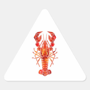 Red polygonal lobster triangle sticker