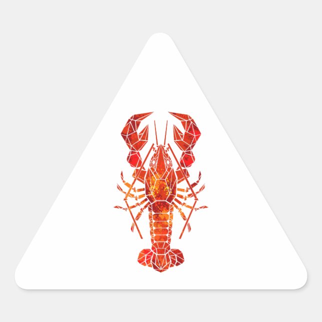 Red polygonal lobster triangle sticker (Front)