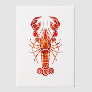 Red polygonal lobster vellum invitations