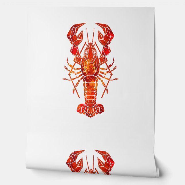 Red polygonal lobster wallpaper (Unrolling)