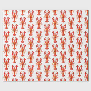Red polygonal lobster wrapping paper