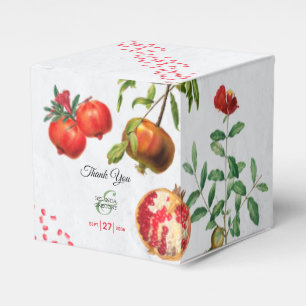 Red Pomegranate Botanical Mediterranean Wedding Favour Box