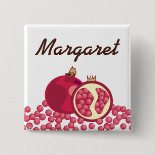 Red pomegranates seeds name badge