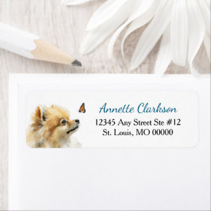 Red Pomeranian Dog Butterfly Wonder Return Address