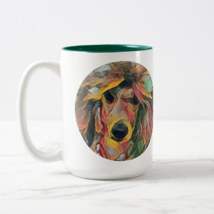 Red Poodle Art Two-Tone Coffee Mug