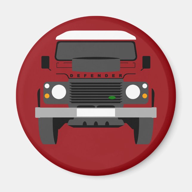 Red Pop art Classic Land Rover Defender Magnet (Front)