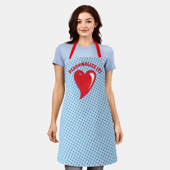 Red Pop Art Heart Apron (Worn)