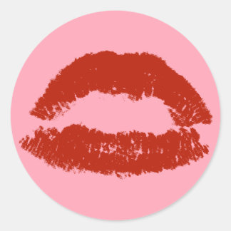 Red Pop Art Lips Classic Round Sticker