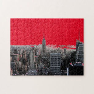 Red Pop Art New York City Manhattan Jigsaw Puzzle
