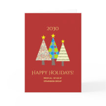Red Pop Art Pattern Christmas Tree Happy Holidays