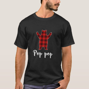 Red Pop Pop Bear Buffalo Plaid Family Christmas Pa T-Shirt