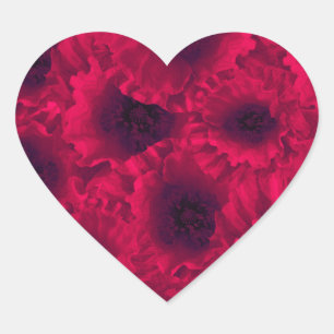 Red poppie heart sticker