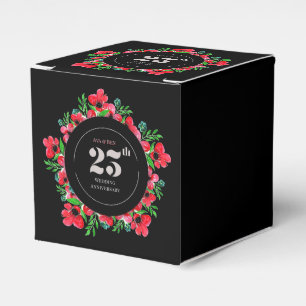 Red Poppies 25th Wedding Anniversary  Favour Box