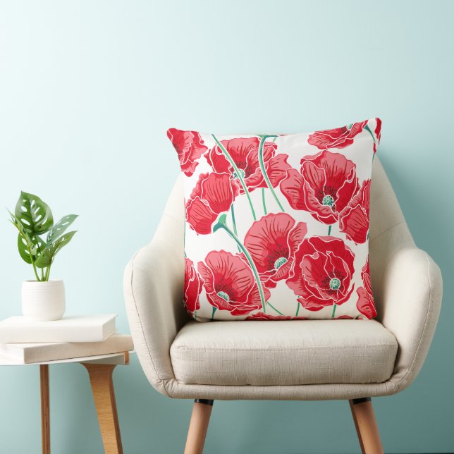 Red Poppies Accent Pillow (Chair)